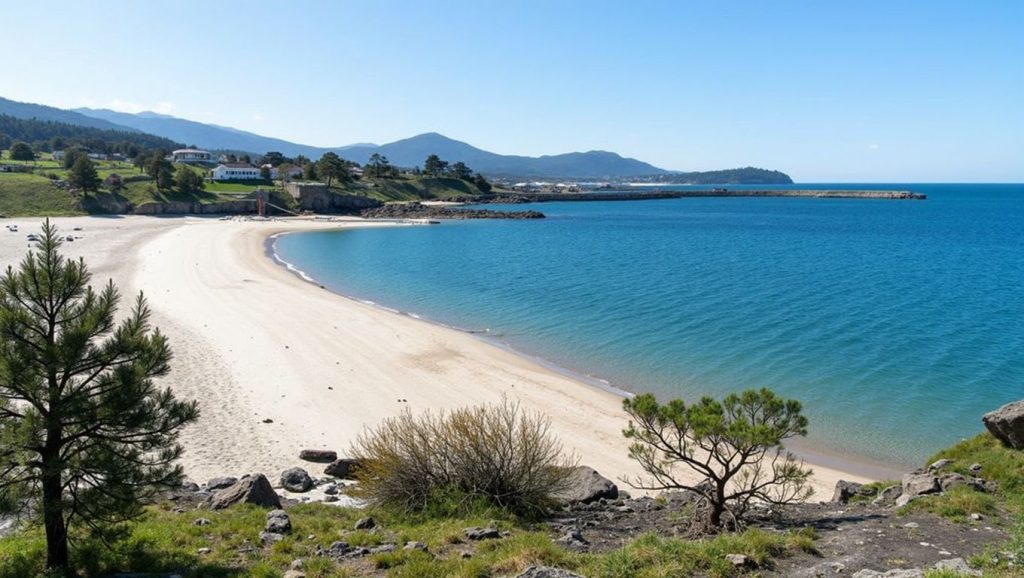 Amplia vista de Praia da Poza, O Porto do Son, A Coruña