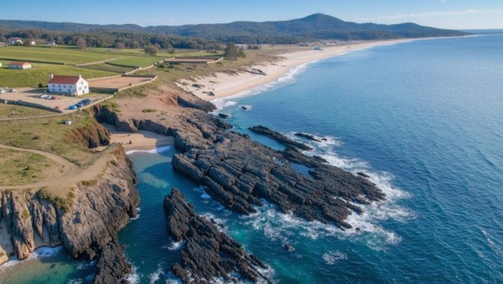 Detalle de arena y agua en Praia da Poza, O Porto do Son