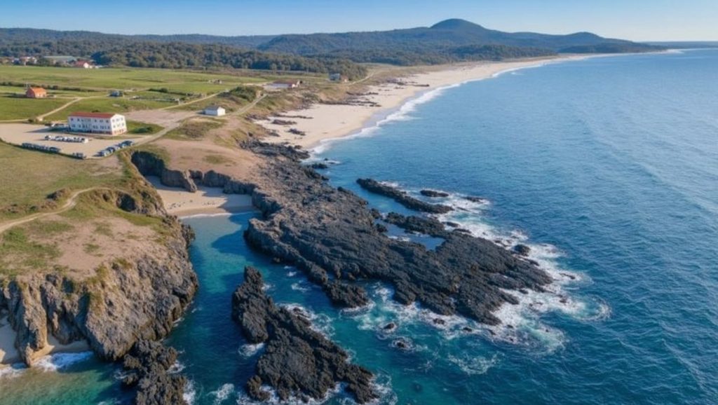 Línea de costa en Praia da Sarrosa, O Porto do Son