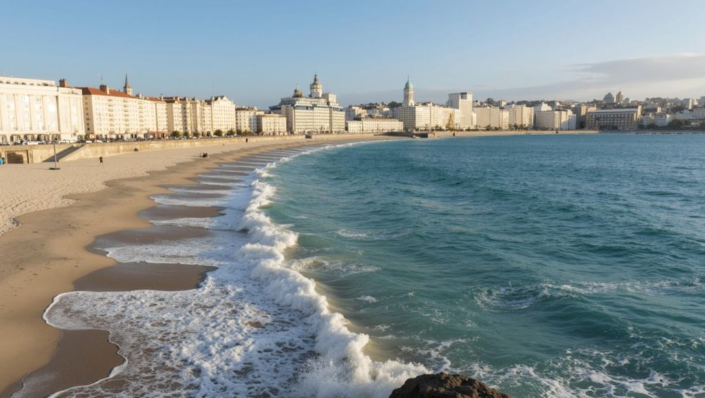 Playa das Carolinas desde la arena, Ribeira, A Coruña