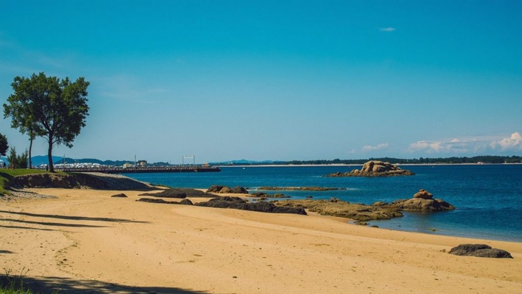 Vista general de Praia das Sinas, Galicia