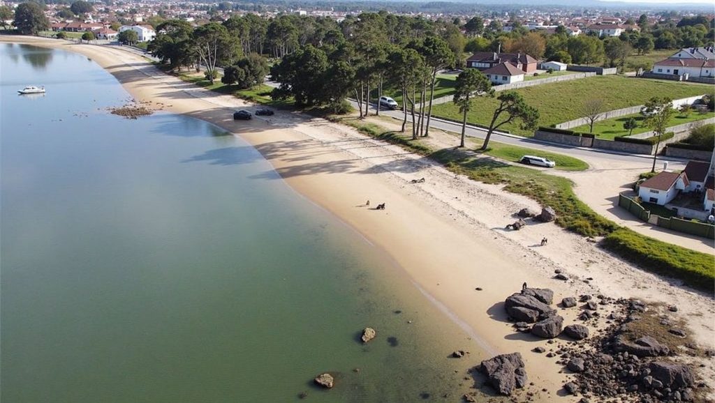 Detalle de arena y agua en Praia das Sinas de Fóra, Galicia