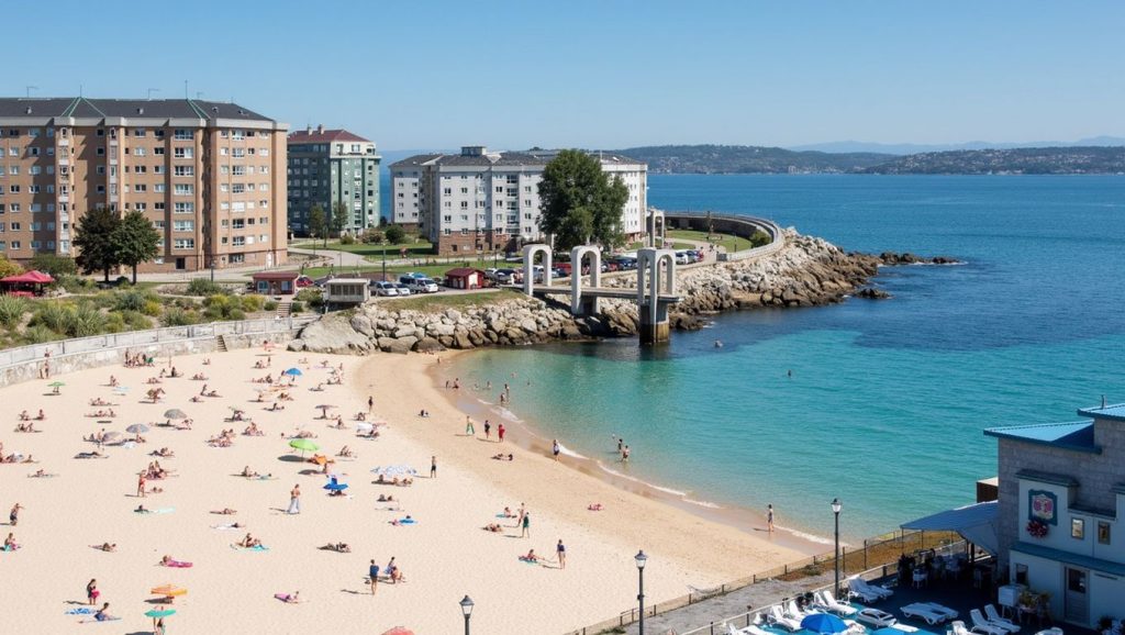 Olas rompiendo en Praia das Sobreiras, Rianxo