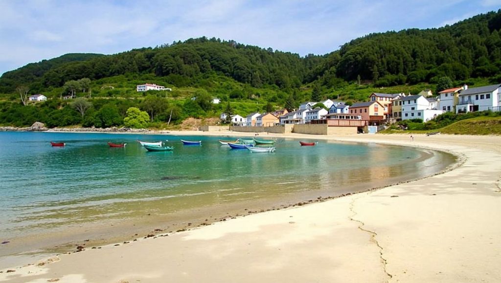Vista de Praia de Angados desde la orilla, Galicia
