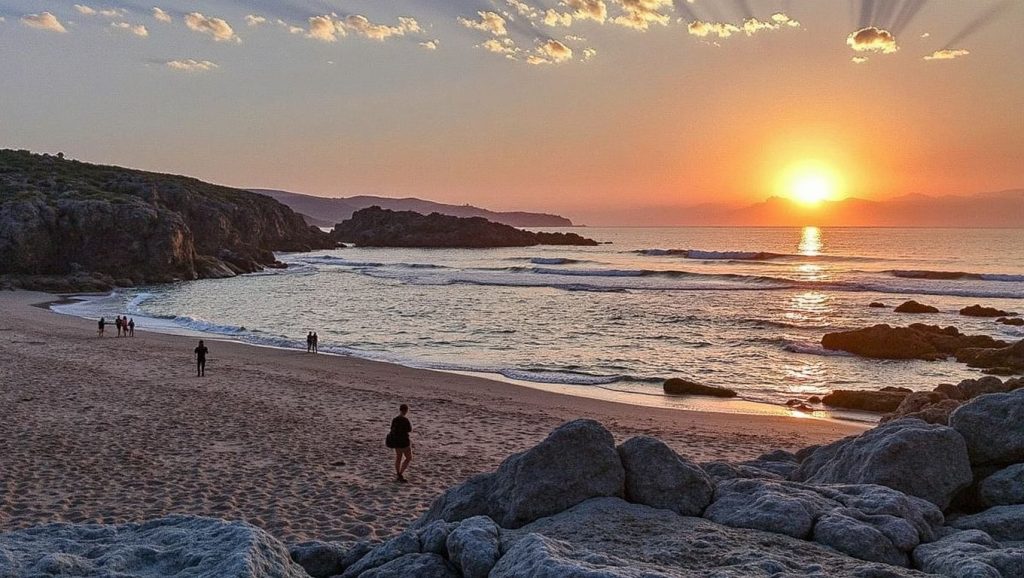 Vista amplia de Praia de Area Basta en Galicia, A Coruña
