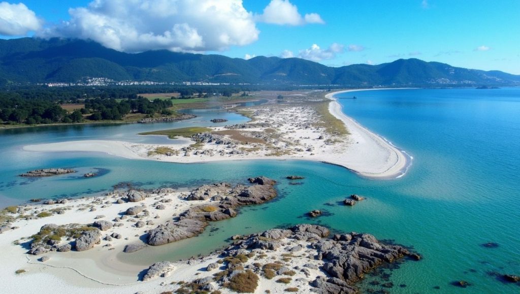 Ría y costa de Praia de Area Morta en Galicia, A Coruña