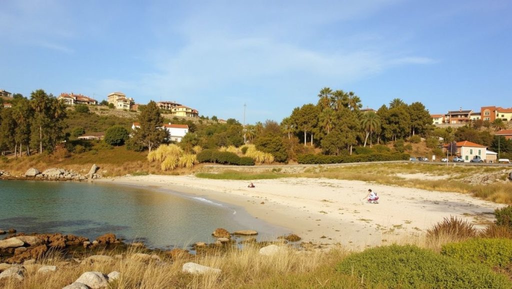 Ría y costa de Praia de Areamilla en Cangas de Morrazo, Pontevedra