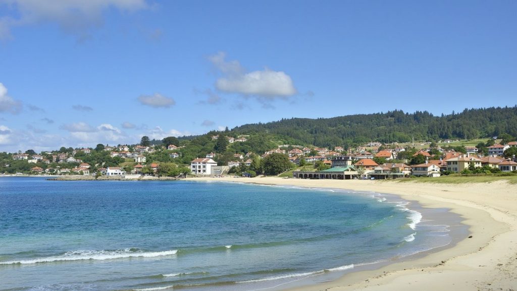 Amplia vista de Praia de Areas Longas, Galicia, A Coruña