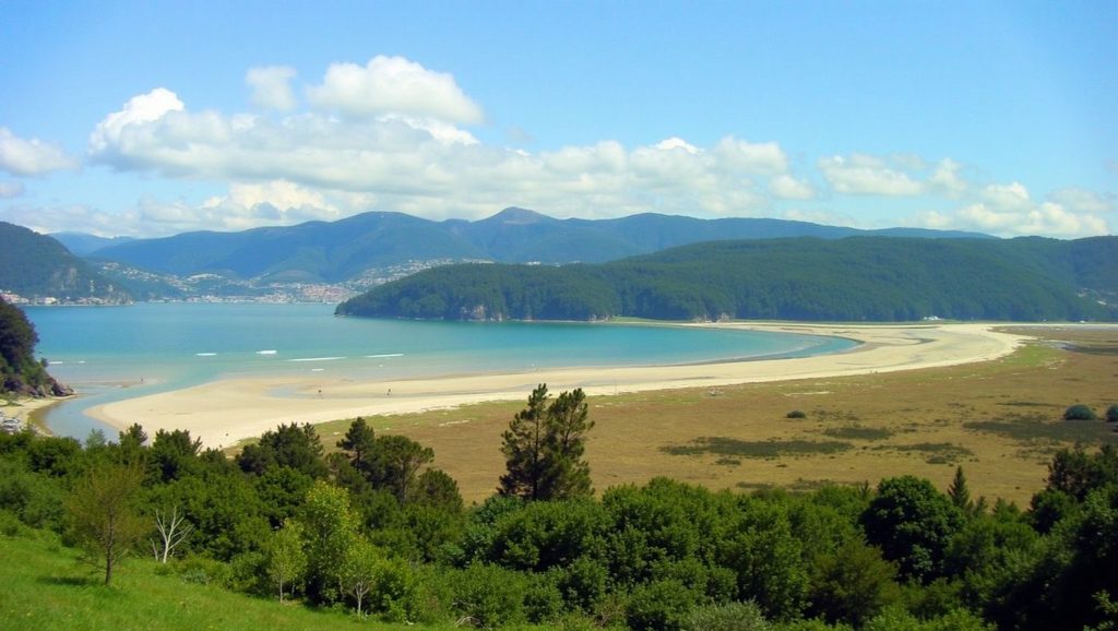 Panorámica completa de Praia de Areas Longas, playa de Galicia