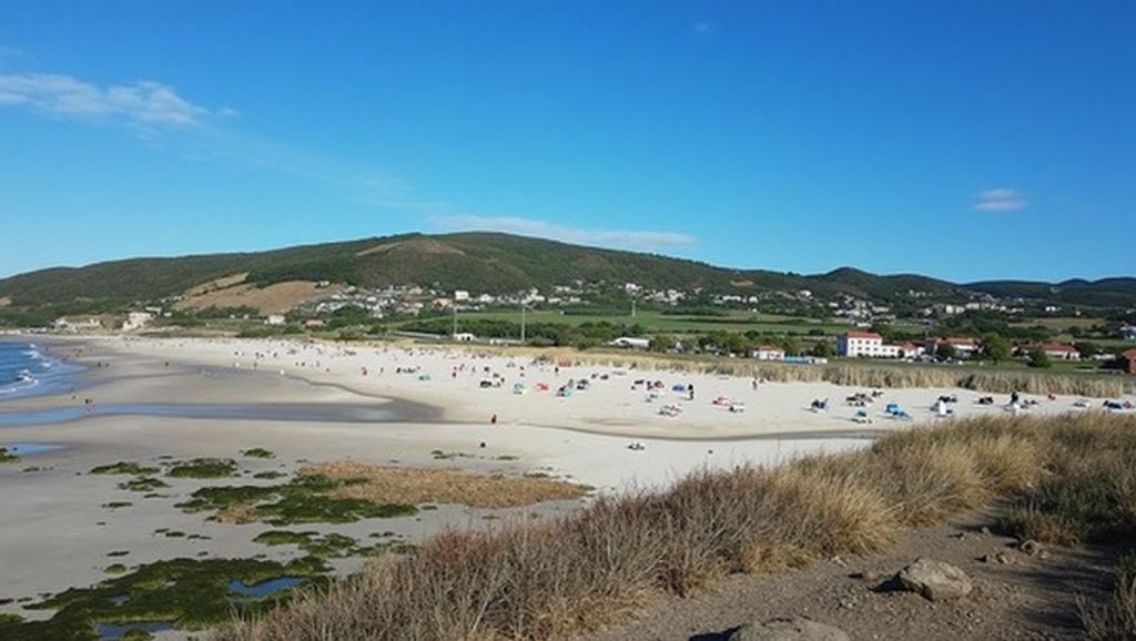 Agua y arena en Praia de Barraña, Galicia