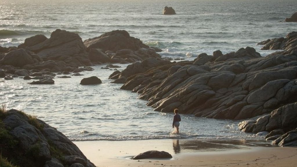 Playa Basoñas desde la arena, O Porto do Son, A Coruña