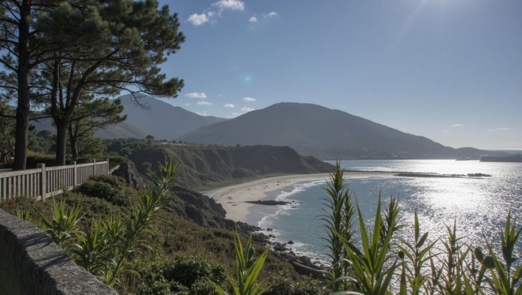 Amplia vista de Praia de Cabeiro, Galicia, A Coruña