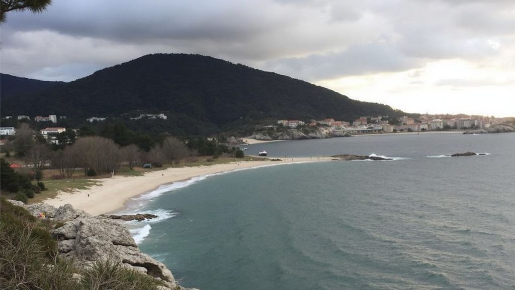 Playa Cabeiro desde la arena, Galicia, A Coruña
