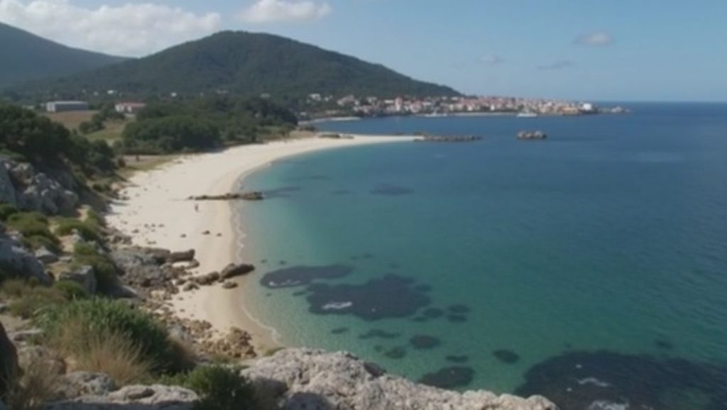 Detalle de arena y agua en Praia de Cabeiro, Galicia