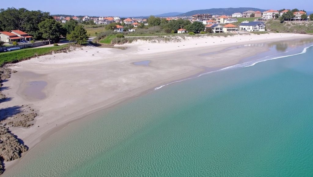 Ría y costa de Praia de Caneliñas en Sanxenxo, Pontevedra