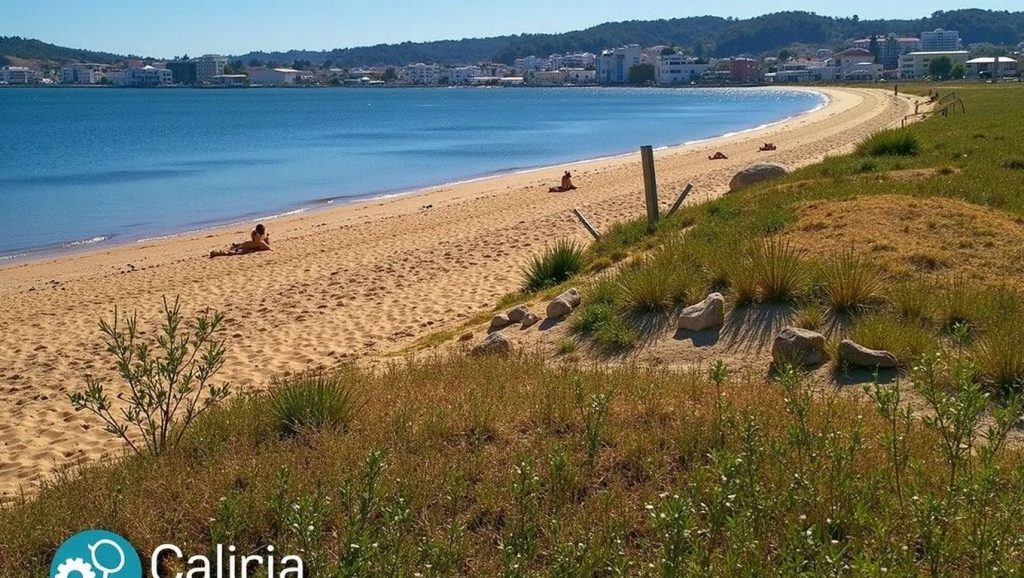 Primer plano de la orilla de Praia de Coroso, Galicia