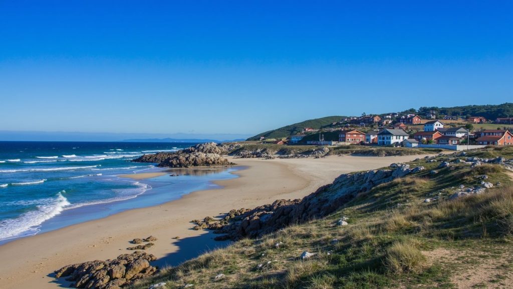 Arena y orilla en Praia de Fonte da Pedra, Galicia, A Coruña