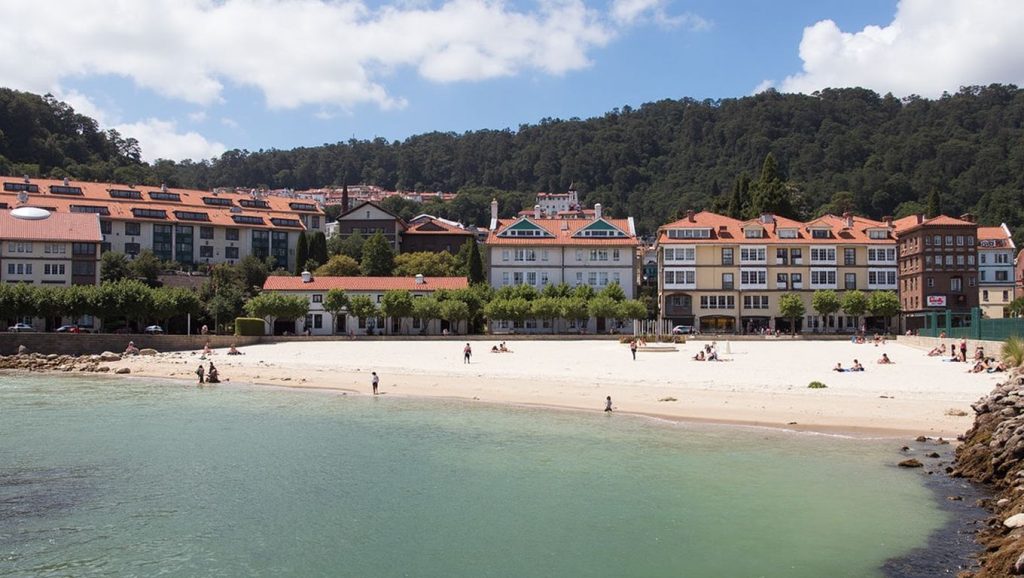 Playa Godai desde la arena, Muros, A Coruña