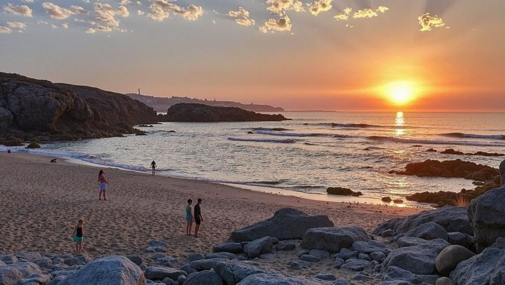 Oleaje en la orilla de Praia de Gradín, costa de Galicia