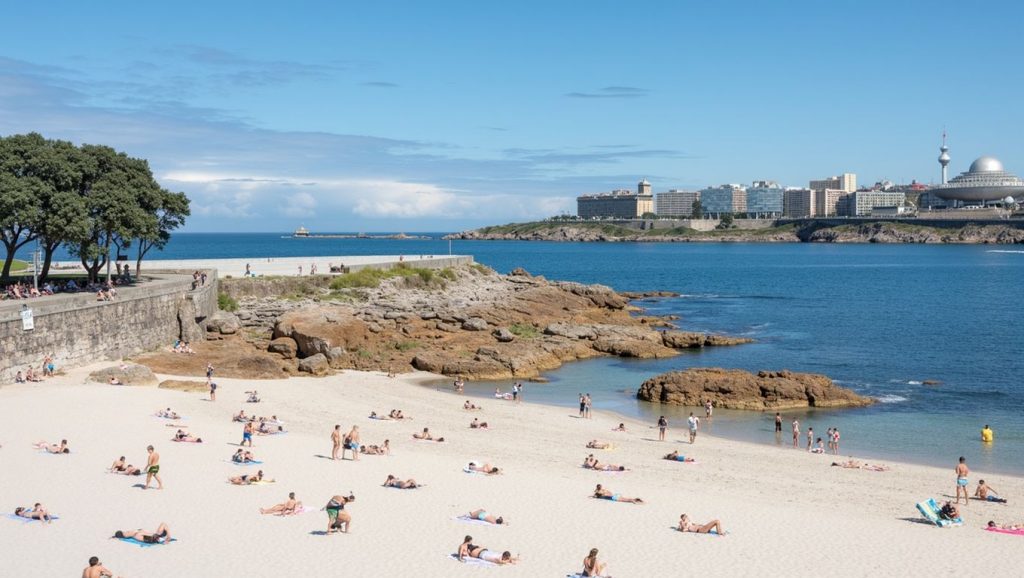 Arena y mar en Praia de Gradín, Galicia, A Coruña