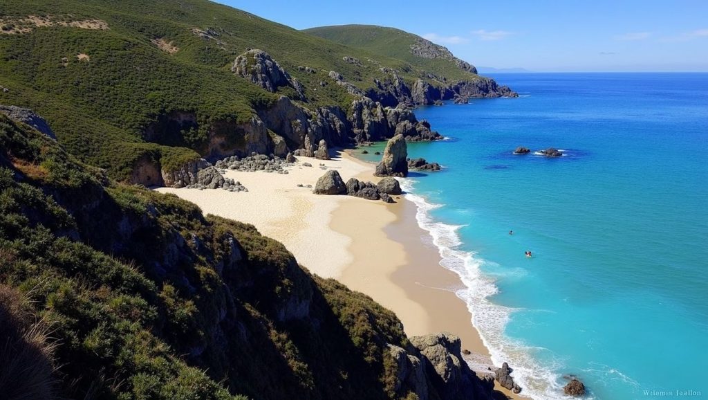 Ría y costa de Praia de Lumebó en Galicia, A Coruña