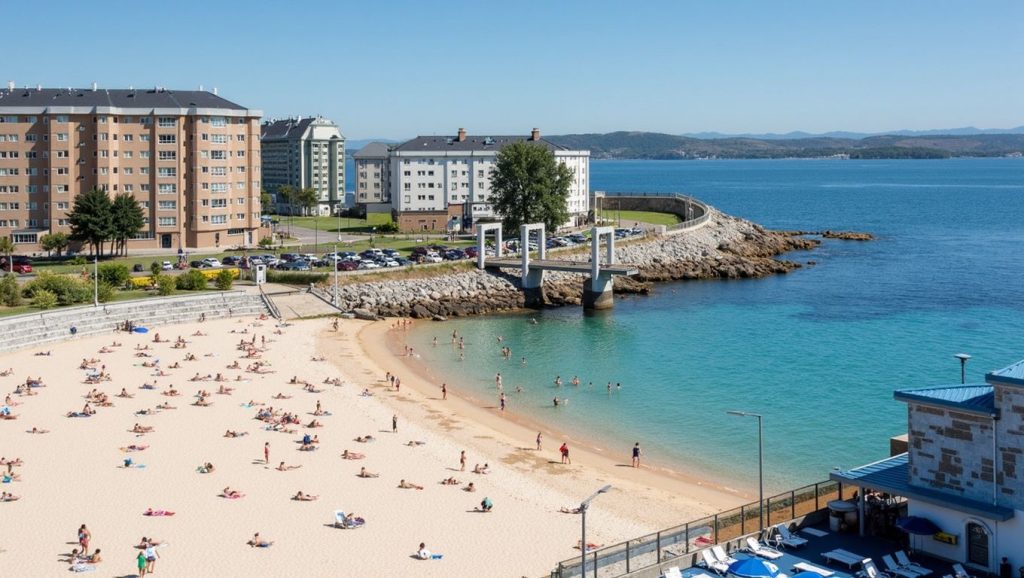 Orilla tranquila de Praia de Mañóns, playa de Galicia