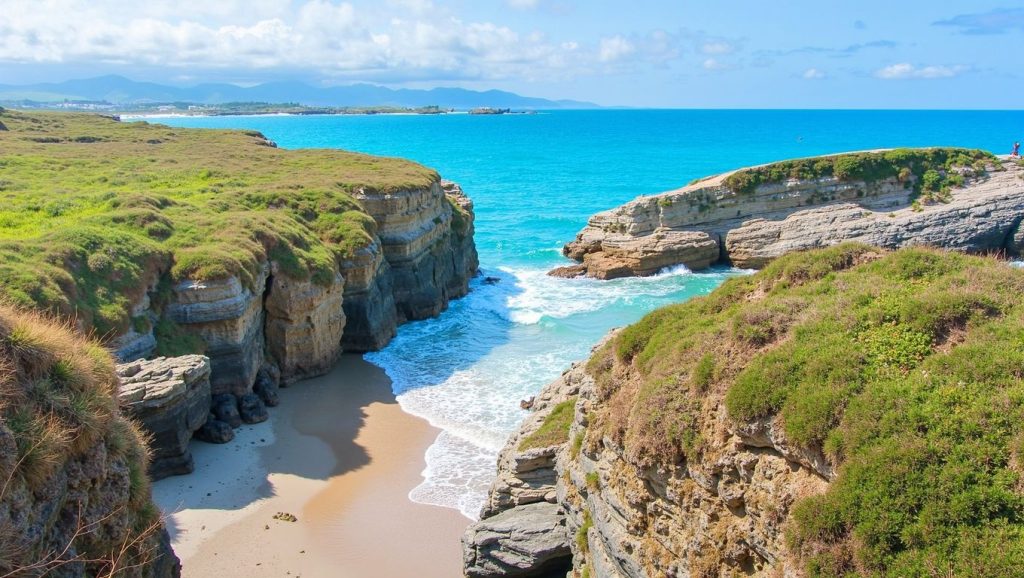 Ría y costa de Praia de Maniños en Galicia, A Coruña