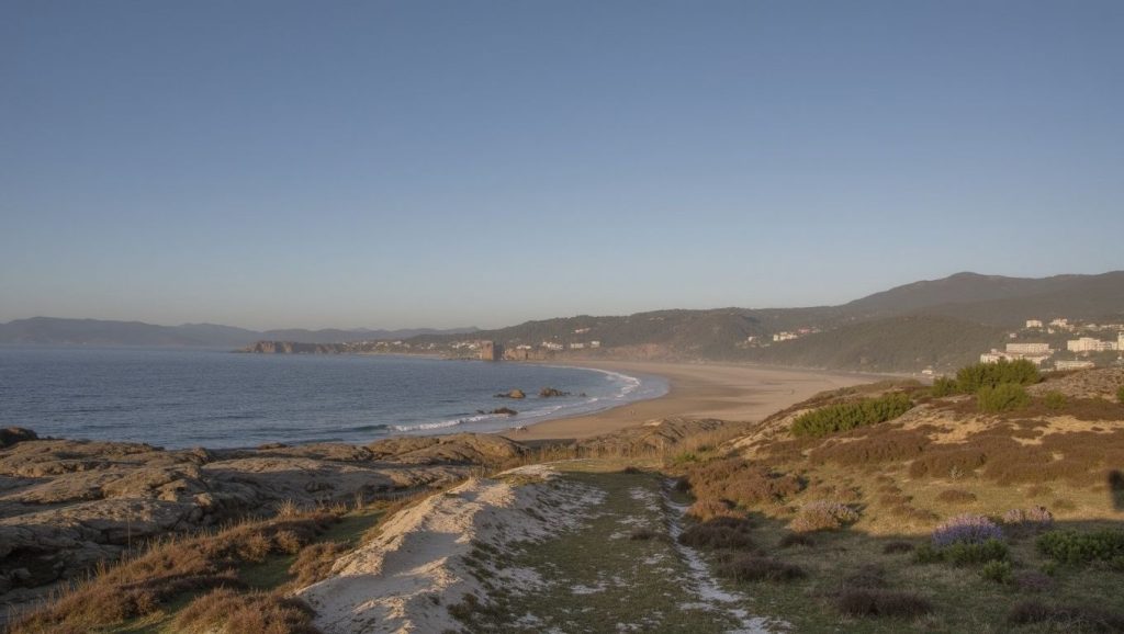 Amplia vista de Praia de Nadelas, O Porto do Son, A Coruña