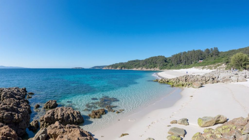 Ría y costa de Praia de Petís en Bueu, Pontevedra