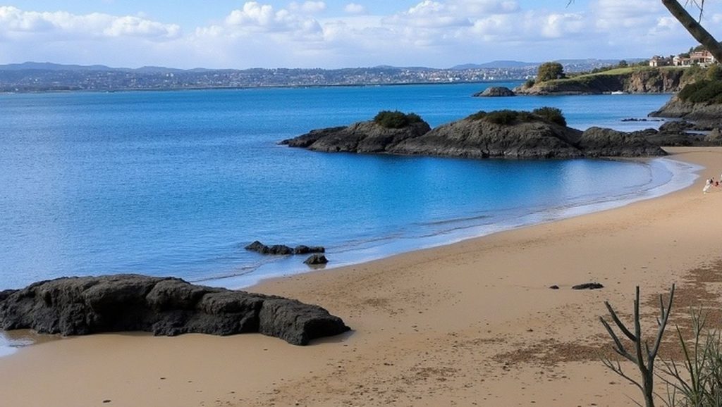 Arena y mar en Praia de Piñeiro, Galicia, A Coruña