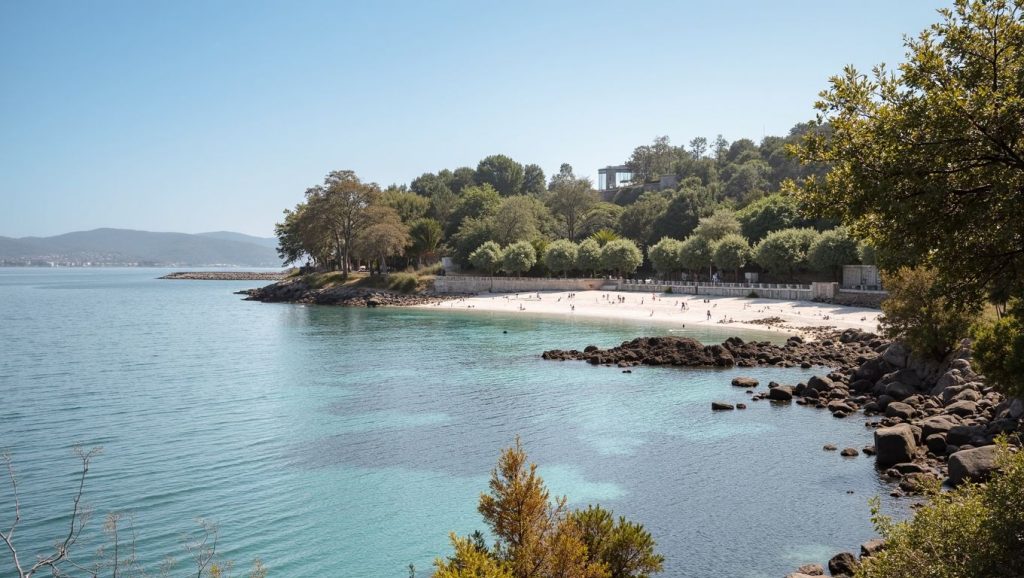 Ría y costa de Praia de Portocelo en Marín, Pontevedra