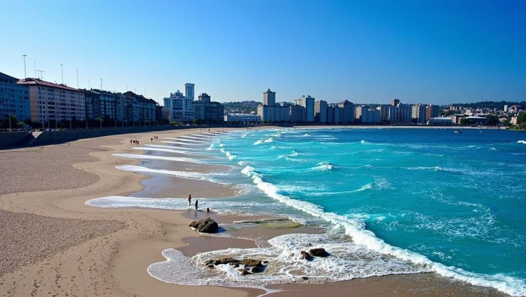 Acantilados y costa de Praia de Riazor, Galicia (A Coruña)