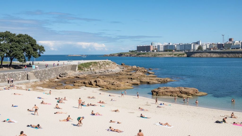 Vista de Praia de Sartaxes desde la orilla, Galicia