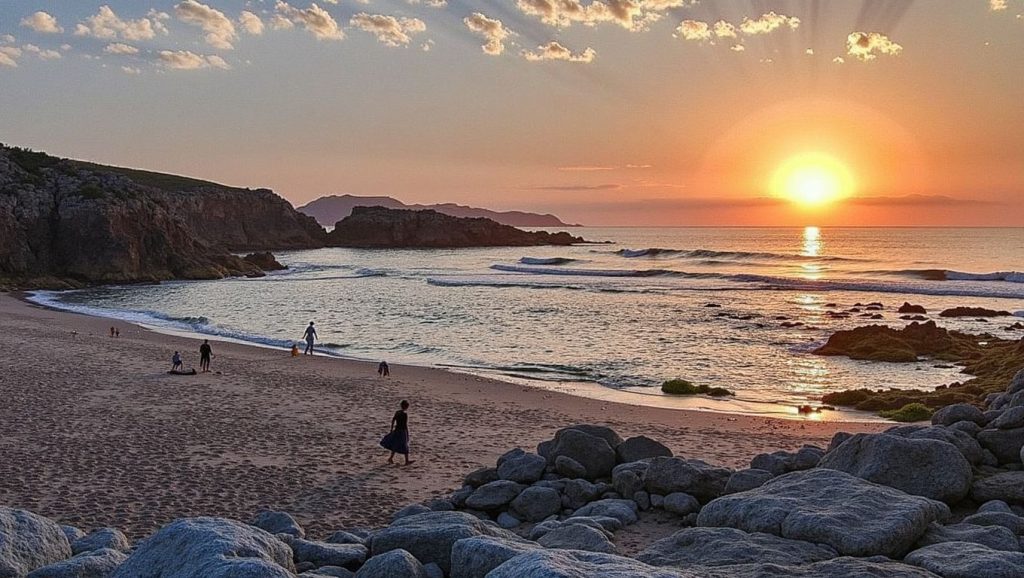 Detalle de arena y agua en Praia de Sartaxes, Galicia