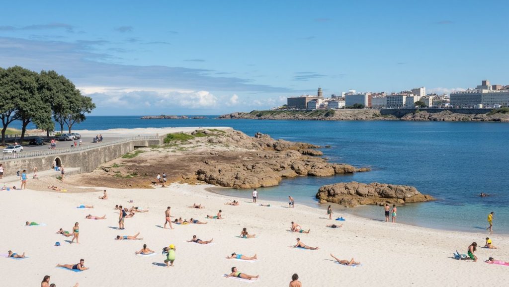 Arena y mar en Praia de Semuíño, Galicia, A Coruña