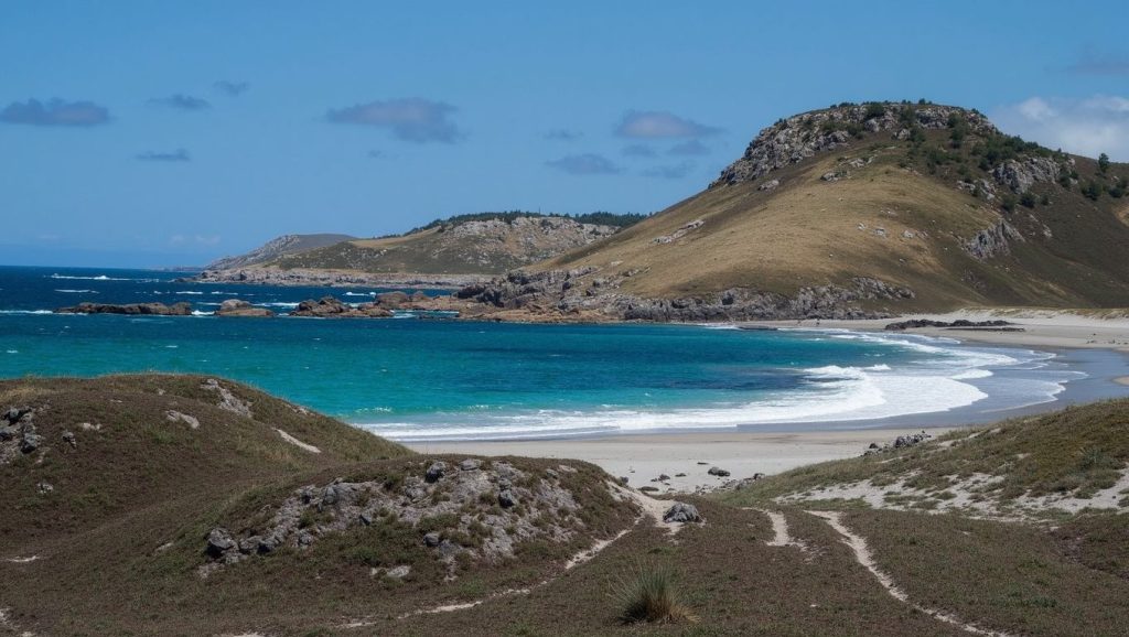 Vista de Praia de Vaqueiro desde la orilla, Galicia