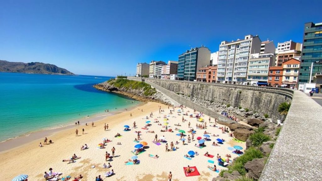 Acceso a Praia de Vaqueiro desde el aparcamiento, Galicia