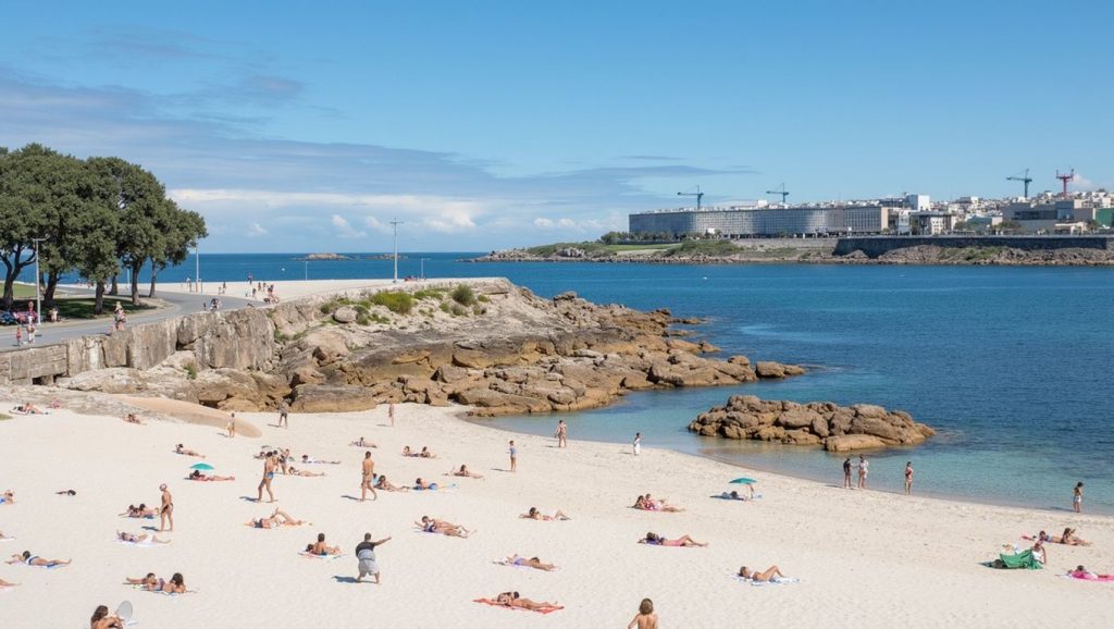 Olas rompiendo en Praia do Conchido, Boiro