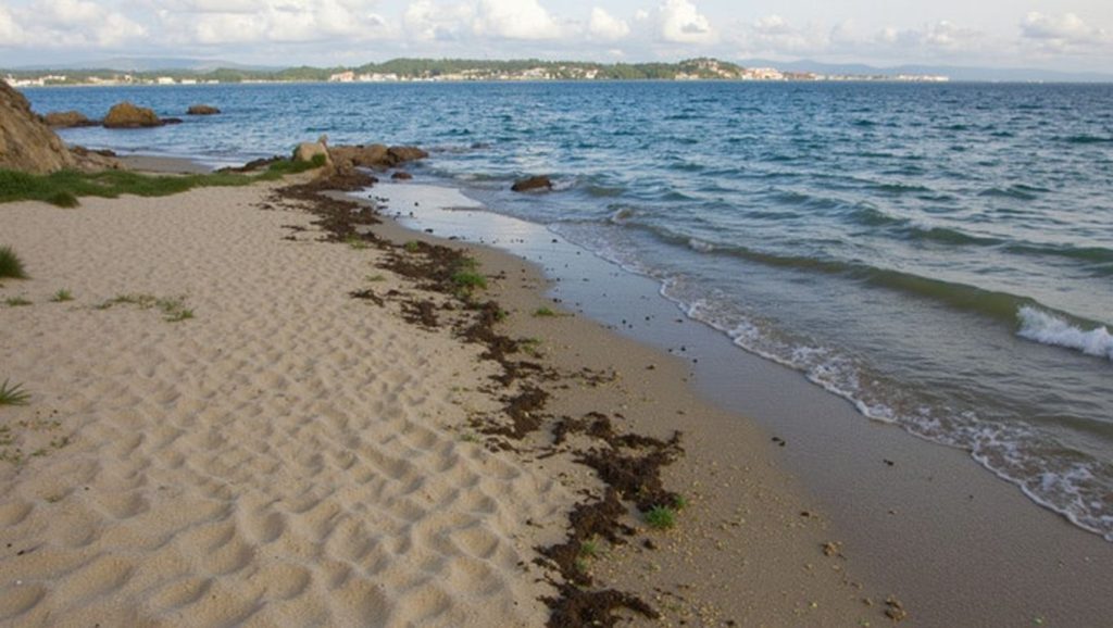 Vista del litoral en Praia do Conchido, Boiro