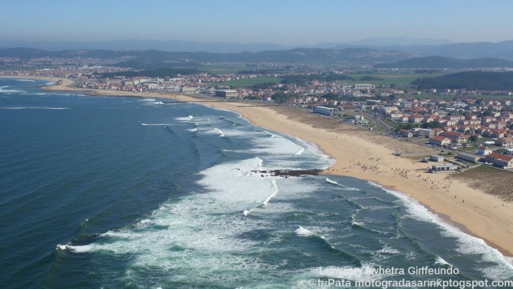 Panorámica de Praia do Corgo con cielo despejado, Galicia