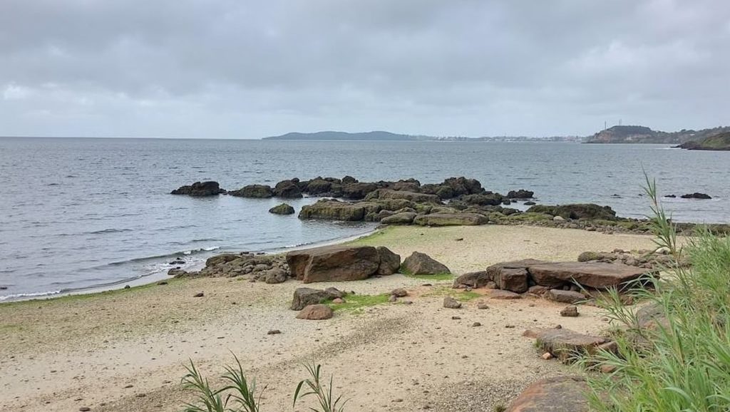 Panorámica de Praia do Costadal con cielo despejado, Boiro
