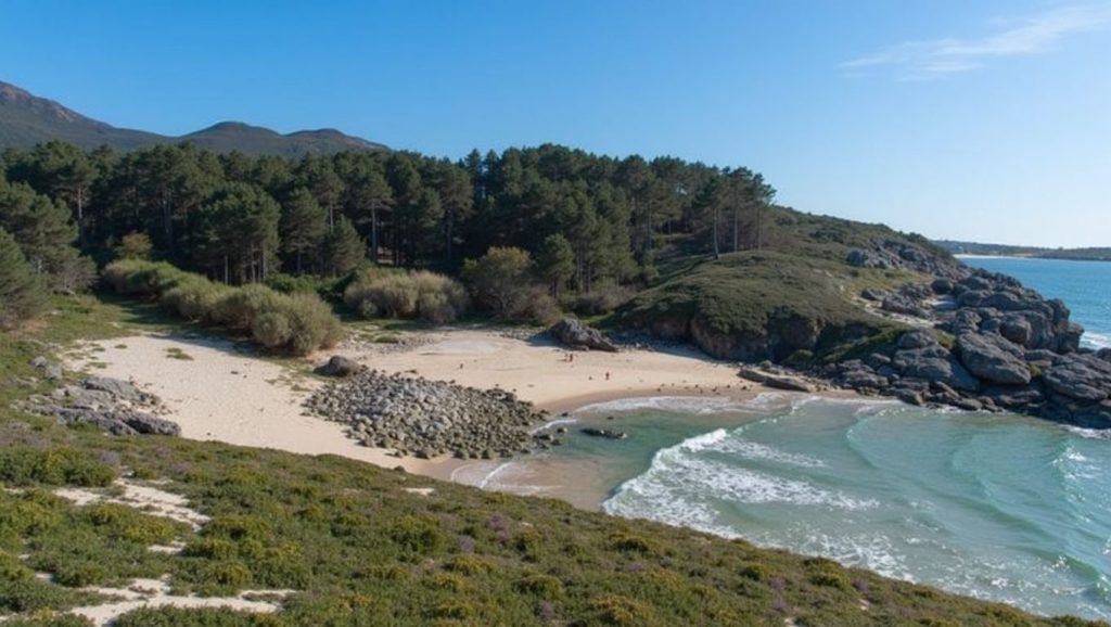 Playa do Dique desde la arena, O Porto do Son, A Coruña
