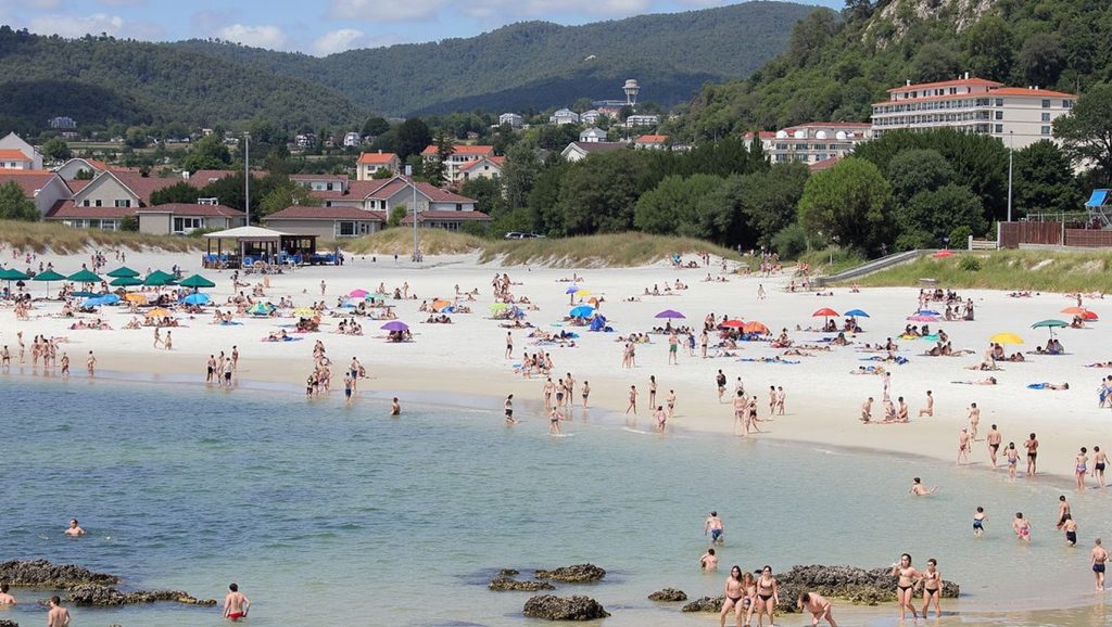Ría y costa de Praia do Fonteiro en Sanxenxo, Pontevedra