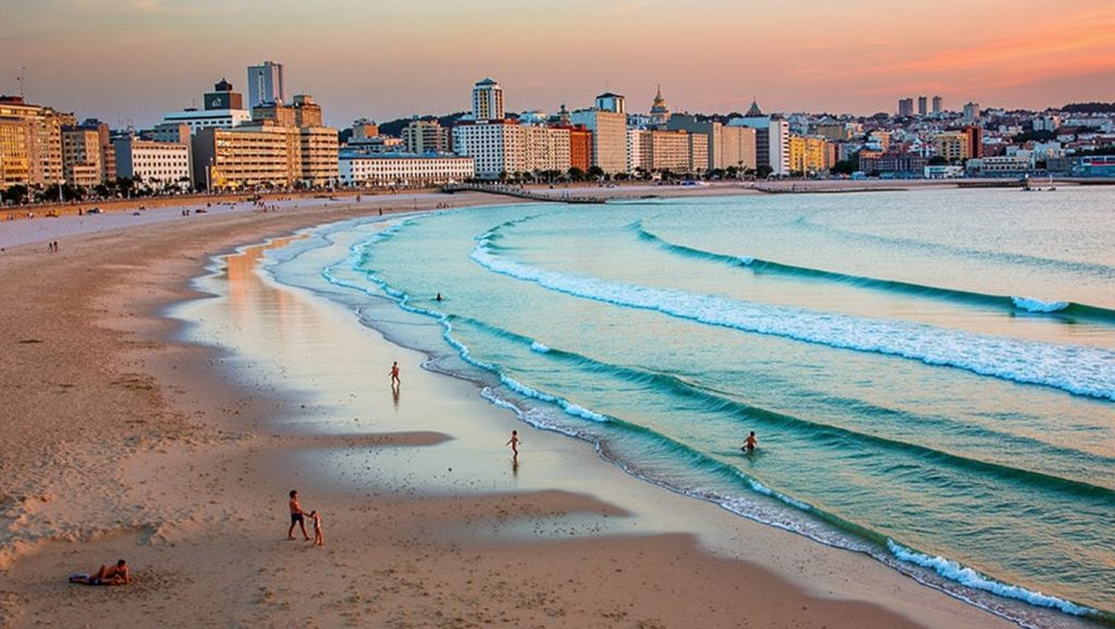 Aguas de Praia do Orzán en Galicia (A Coruña)