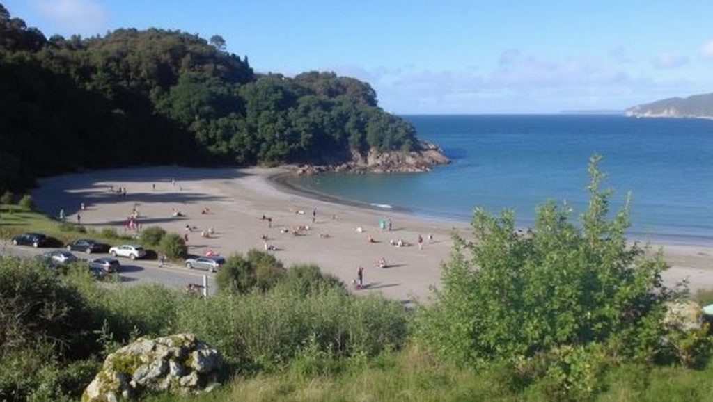 Panorámica completa de Praia do Outeiro, playa de Galicia