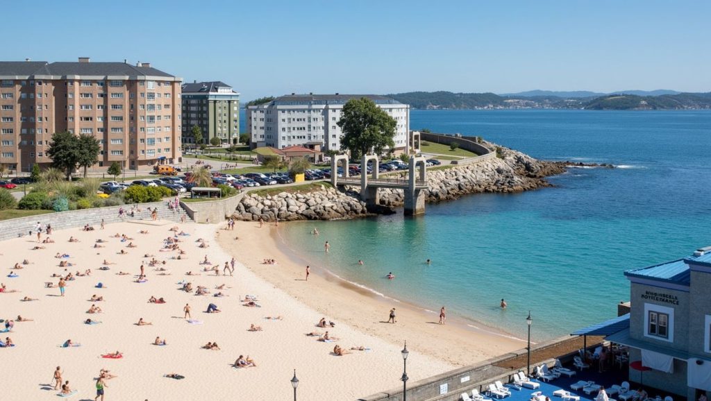 Arena y mar en Praia do Pazo, Galicia, A Coruña