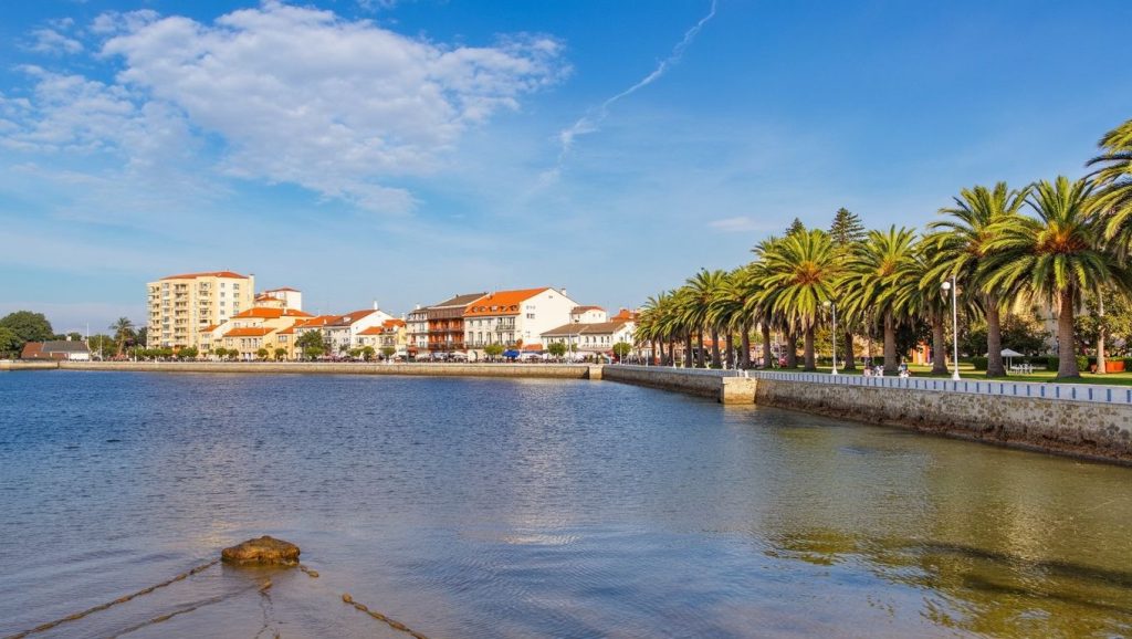 Ría y costa de Praia do Pereiro en Cambados, Pontevedra