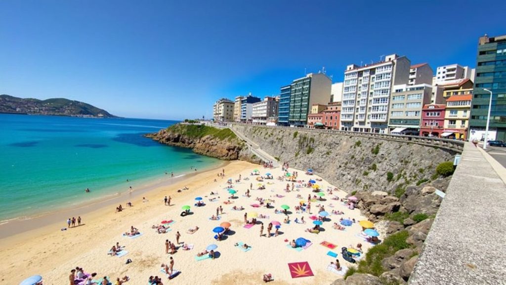 Detalle de arena y agua en Praia do Portugalete, Galicia
