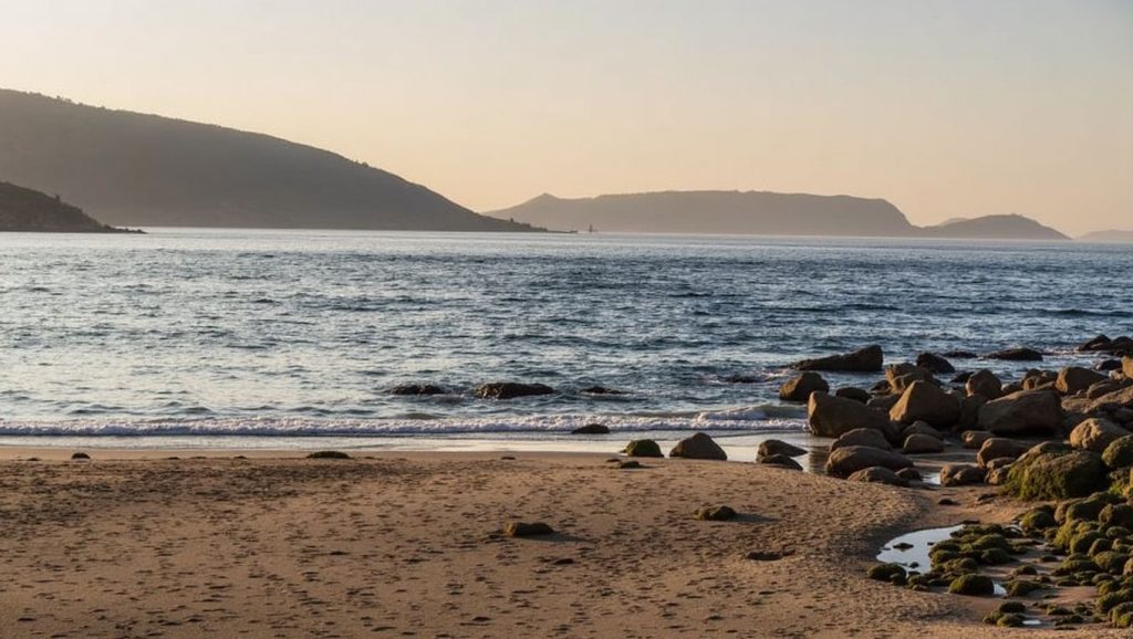 Panorámica completa de Praia do Pozo, playa de Galicia