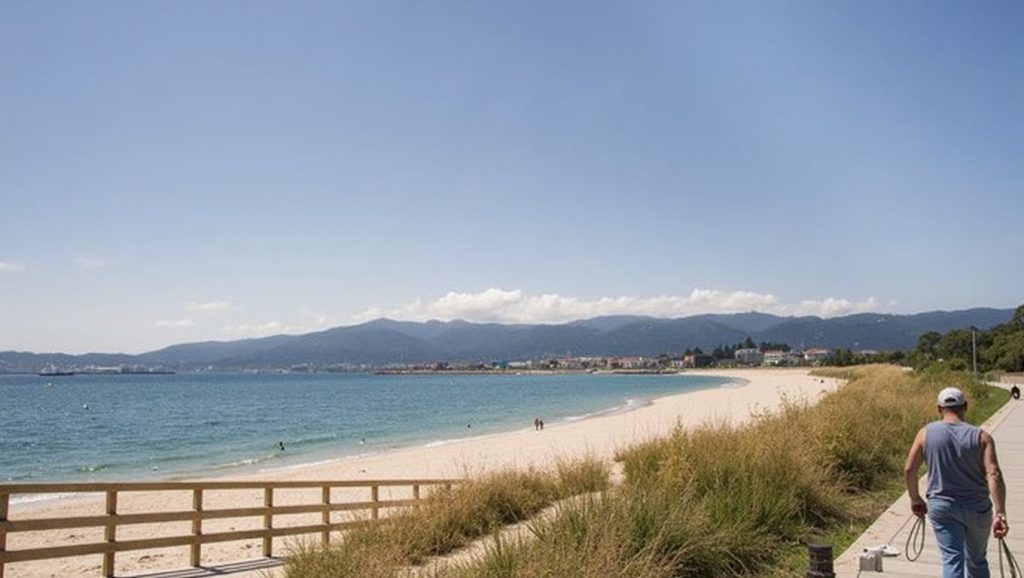 Primer plano de la orilla de Praia do Saltiño, Boiro